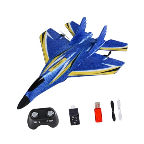 Oshhni RC Flugzeug Flugzeugspielzeug, Leicht, mit Gyro mit RC Fighter Foam für Erwachsene Anfänger Kinder Geburtstagsgeschenk, Blaue Einzelbatterie von Oshhni