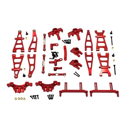 Oshhni RC Vorderer und hinterer Arm Karosseriepfosten Ersatzteile Upgrade Lenkbecher Teilesatz für G169 G161 im Maßstab 1:16 Fahrzeugzubehör, Rot von Oshhni