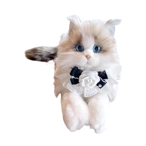 Oshhni Ragdoll Katze Stofftiere Katze Plüschspielzeug, weiches Kätzchen ausgestopftes Spielzeug, Katzenpuppe, Begleiter für Kinder Mädchen Kinder Geburtstag, Katze Rosenschal von Oshhni