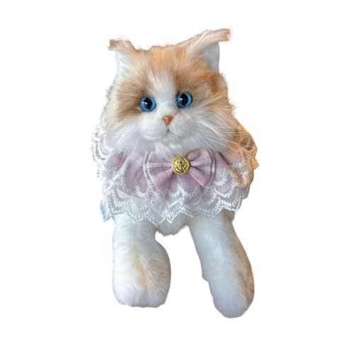 Oshhni Ragdoll Katze Stofftiere Katze Plüschspielzeug, weiches Kätzchen ausgestopftes Spielzeug, Katzenpuppe, Begleiter für Kinder Mädchen Kinder Geburtstag, Katzenrosa Schal von Oshhni