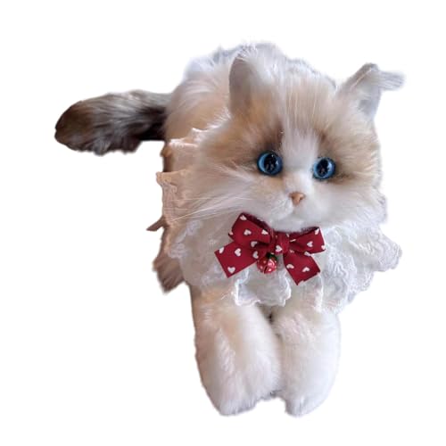 Oshhni Realistische Ragdoll -Katze Stoffed Animal Cat Toy Cat Doll gefülltes Kätzchen Spielzeug für Kinder, Rote Glocke von Oshhni