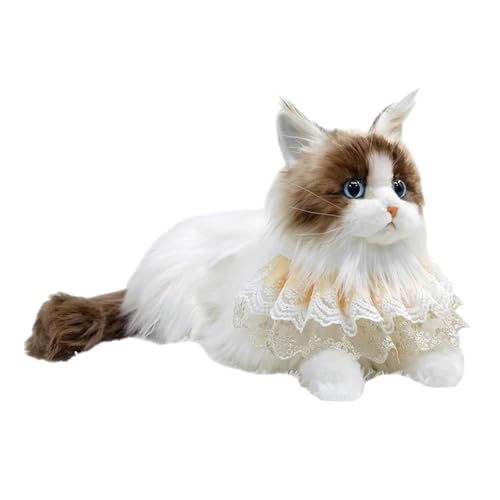 Oshhni Realistische Ragdoll -Katze Stoffed Animal Cat Toy Cat Doll gefülltes Kätzchen Spielzeug für Kinder, Spitzenschal von Oshhni