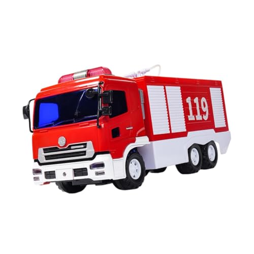 Oshhni Realistisches Feuerwehrwagen Modell Reibungskraft Dekor Reisen Spielzeug Wassersprühen Pull Back Fire Engine für Erwachsene Junge Mädchen von Oshhni