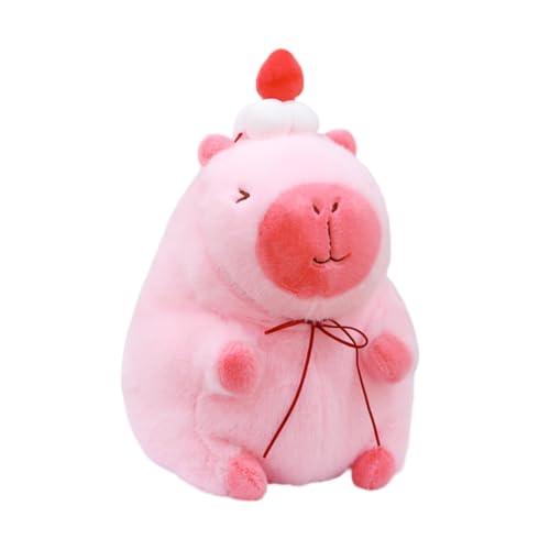 Oshhni Rosa Capybara-Plüschtier, Capybara, Stofftier, lustiges, Ornament, Heimdekoration, Capybara-Puppe für Teenager und Erwachsene, Oberteil mit Torte 30cm von Oshhni