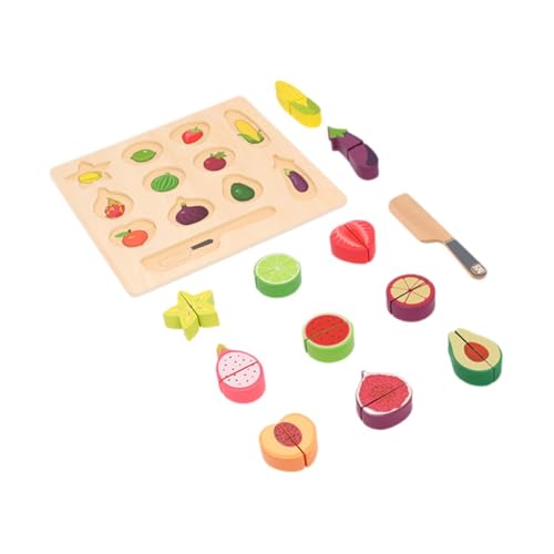 Oshhni Schneiden von Obst und Gemüse, Holzspiel-Lebensmittelset, Holzschneidepuzzle für Kinder von Oshhni