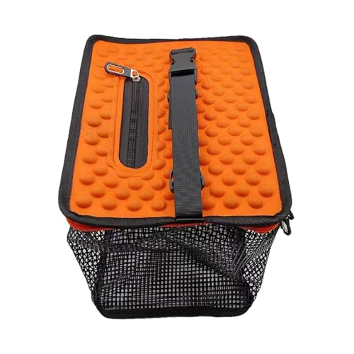 Oshhni Schwimmender Angelkorb, faltbar, gummibeschichtet, Angelzubehör, Minnow-Eimer, Fischkorb für gefangene Fische, Fischernetz, Orange 29x21x24cm von Oshhni