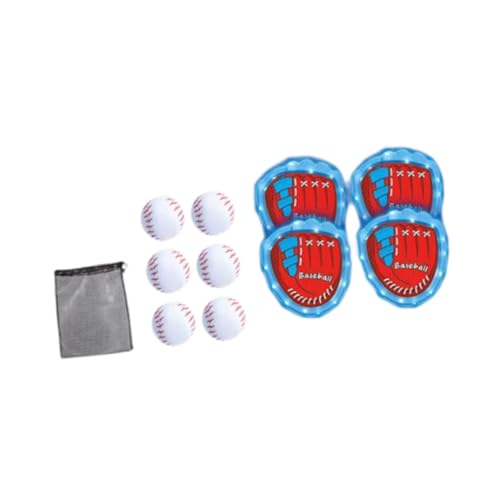 Oshhni Selbstklebendes Wurf- und Fangspiel-Set, Freizeit-Spielset mit 4 Schlägern und 6 Bällen, Softball-Set für Kinder für Jungen und Erwachsene, Rasen, Blau mit Tennis von Oshhni