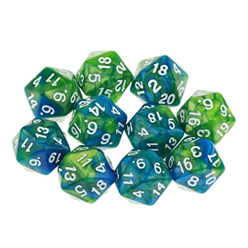 Oshhni Set D20 Polyeder für RPG Dungeon & Brettspiel, Grün Lila von Oshhni