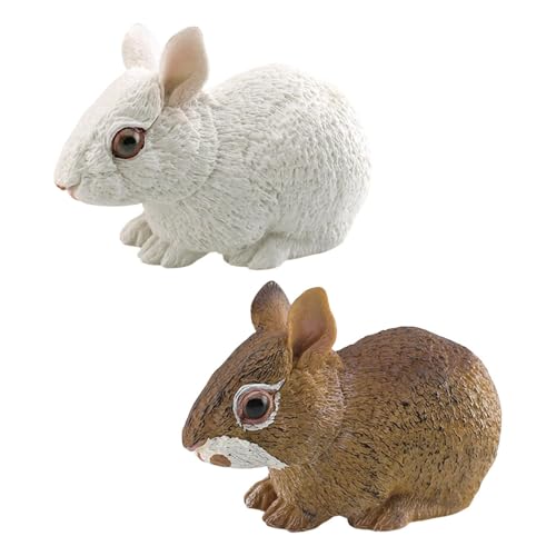 Oshhni Simulation Tiermodelle Mini Tiermodell Sammlung Desktop Ornamente Hase Figur Lernspielzeug Statue für Jungen Mädchen, 2 StÜck von Oshhni