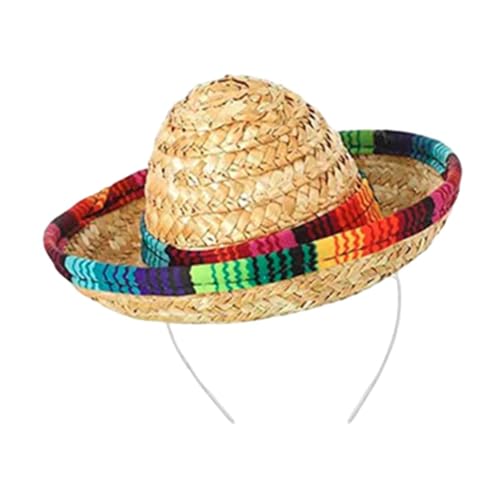 Oshhni Sombrero-Hut, mexikanischer Hut, Stirnband, Mini-Sombrero-Zylinder, Party-Kostüm für Festivals, Erwachsene, Bunter Streifen, Beiger Hut von Oshhni