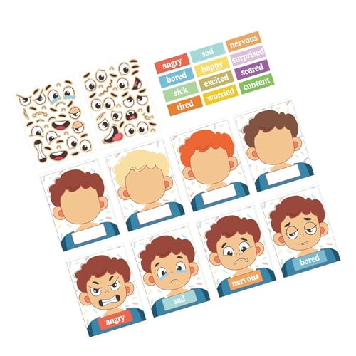 Oshhni Soziale emotionale Lernspiele für Kinder, Spiele zum Erstellen lustiger Gesichtsaufkleber, Gesichtsspiele mit Gesichtsausdruck für das Klassenzimmer von Oshhni