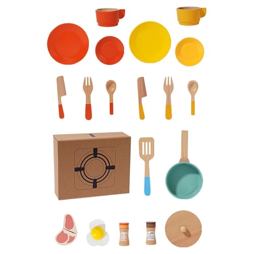 Oshhni Spielküchen-Zubehörset mit Töpfen und Pfannen, Spielset zum Rollen, Kochen für Jungen und Mädchen von Oshhni