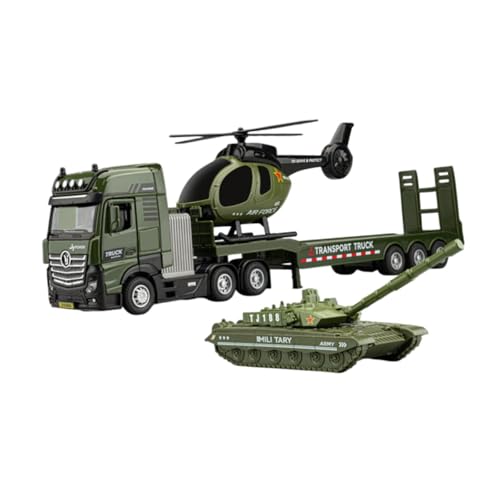 Oshhni Spielzeug-Fahrzeug-LKW, BAU-LKW-Fahrzeug mit Mini-Helikopter, reibungsbetriebenes Spielzeug für Kinder, Panzer von Oshhni