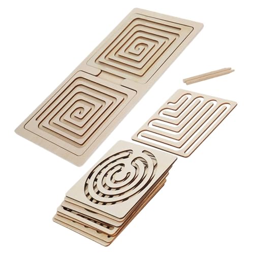 Oshhni Labyrinth Spiel aus Holz, Spielzeug zur Entwicklung der Linken und Rechten Gehirnhälfte, Natur Holz Labyrinth Spiel, Geschicklichkeitsspiele ab 3 Jahre für Geburtstagsgeschenke von Oshhni