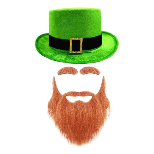 Oshhni St. Patrick's Day Hut Dekor Geschenk Neuheit mit Bart für Party Festival Verkleidung, Schwarz Grün Braun von Oshhni