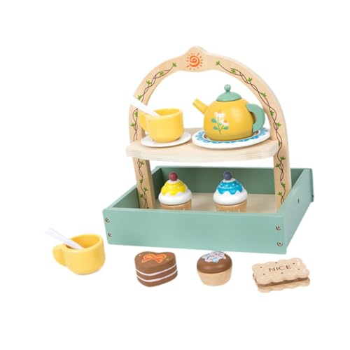 Oshhni Tee-Party-Set aus Holz, Küchenzubehör, Tee-Set, Holzspielzeug für Kinder im Alter von 3–6 Jahren von Oshhni