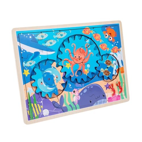 Oshhni Tiere Puzzles Lernspielzeug Feinmotorik Interaktives Spiel Puzzles Frühes Lernspielzeug für Kleinkinder Jungen Mädchen, Blau, 30x22.3x0.8cm von Oshhni