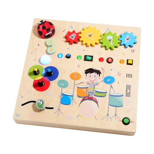 Oshhni Trommel-Set, beschäftigtes Brett, pädagogisches Spielzeug mit leichtem sensorischem Holzspielzeug für Oshhni Trommel-Set, beschäftigtes Brett, pädagogisches Spielzeug mit leichtem sensorischem Holzspielzeug für von Oshhni