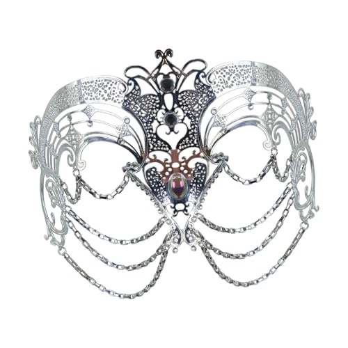 Oshhni Venezianische Maskerademaske für Bühnenaufführung, Halloween-Party, Kostümball, Silber von Oshhni