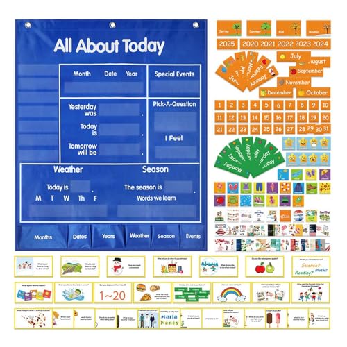 Oshhni Wetter- und Kalender-Taschendiagramm, Lehrmittel, Faltbare Lernressourcen, Lehrmaterialien für Kinder im Bildungszentrum von Oshhni