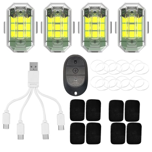 Osmond 4 Stück Stroboskoplampe für Flugzeug, Micro-USB, M3, Blinklicht, wasserdicht, 3,7 V, 350 mAh, hohe Helligkeit von Osmond