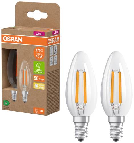 OSRAM 4099854255472 LED EEK A (A - G) E14 Kerzenform 2.2W = 40W Warmweiß (Ø x H) 35mm x 35mm 2St. von Osram