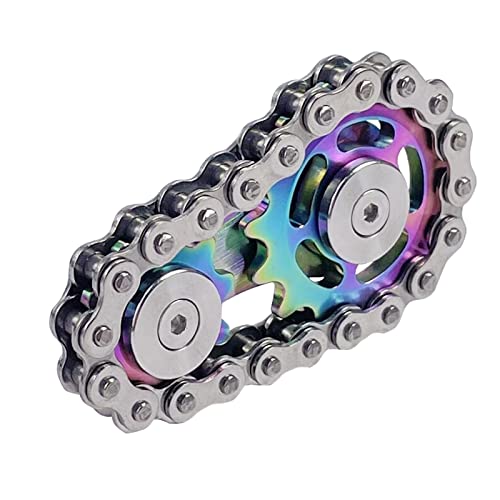 Bike Chain Gear Fidget Spinner, Metall Kettenrad Kette Fidget Spielzeug, Stress Angst Relief Fidget Spielzeug, Edelstahl, langlebige Mechanik mit glatten Lagern, EDC-Neuheit Spielzeug (bunt) von Osteczz