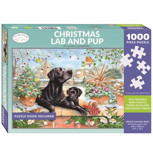 Otter House Christmas Lab & Pup Jigsaw Puzzle (1000 Pieces) von Otter House