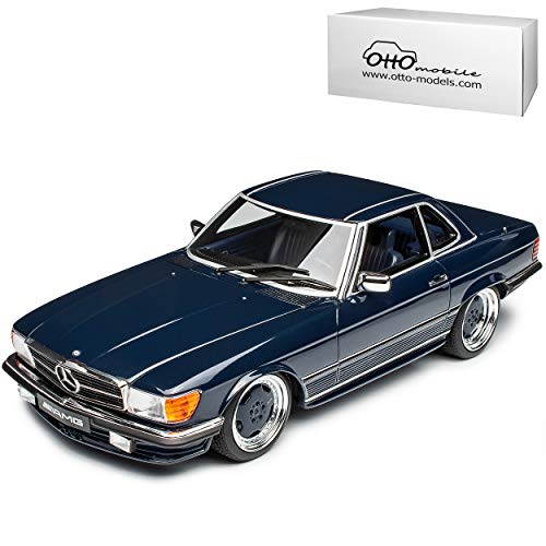 Mercedes-Benz SL-Klasse 560SL R107 Cabrio Blau Schwarz Metallic mit Hard Top 1971-1989 Nr 342 1/18 Otto Modell Auto mit individiuellem Wunschkennzeichen von Otto Mobile