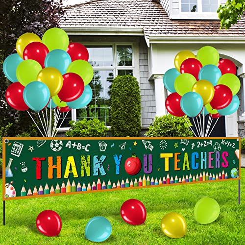 Oudain 36-teiliges Dankeschön-Lehrer-Dekorationsset, Lehrer-Wertschätzungsbanner mit Luftballons, große Lehrer-Wertschätzungswoche, Banner, Dankeschön, Lehrer, Zaunbanner, Klassenzimmer, Schule, Hof, von Oudain