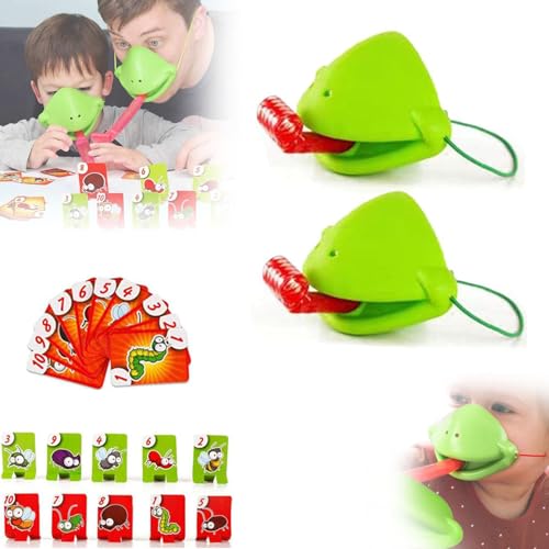 Frog Tongue Game, Tongues Out Game, Desktop Tongue Game, for Multiplayer Game, Frog Mask with Blow Tongue for Anxiety Relief Items, Insect Cardboard Included (2Set) von Oueet