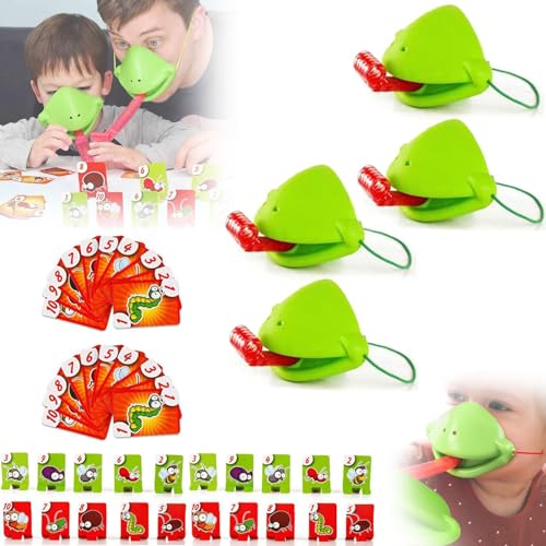 Frog Tongue Game, Tongues Out Game, Desktop Tongue Game, for Multiplayer Game, Frog Mask with Blow Tongue for Anxiety Relief Items, Insect Cardboard Included (4Set) von Oueet