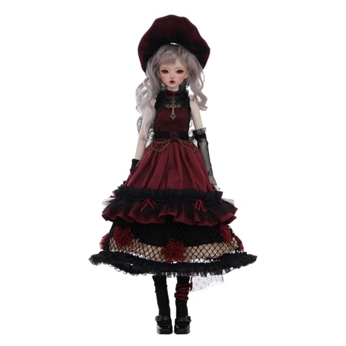 Oueneifs 1/4 Bariybjd BJD Puppe Vintage Roter Rock Sweet Smile Expression Style Gelenkpuppe Geschenke von Oueneifs