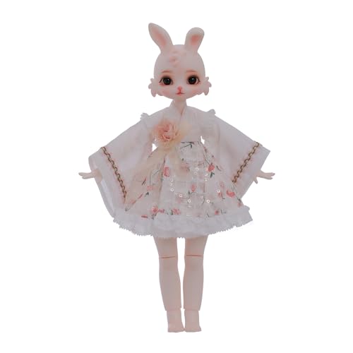 Oueneifs Tsuk BJD Doll 1/6 Cute Bunny Wears A Short A-Skirt with Wide Sleeves Surprise Gift for Girls Resin Toy for 15+ Year Old von Oueneifs