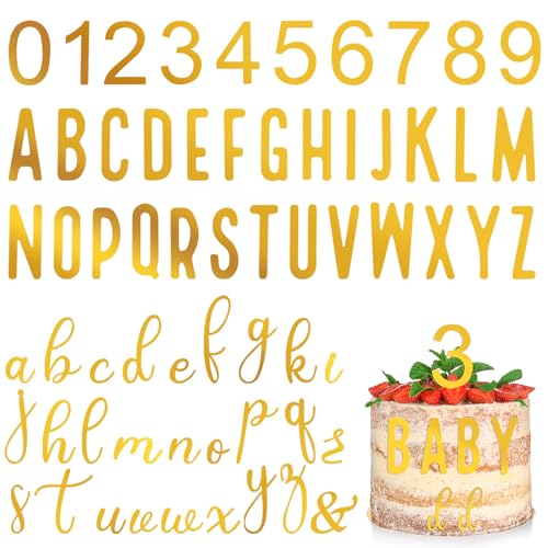 Ouligay 124 Stück Buchstaben Deko Torte Torten Deko Gold Acryl 0-9 Zahl Kuchen Toppers A-Z Tortendeko Großbuchstaben Tortenaufsatz Set für Hochzeit Geburtstag Party von Ouligay