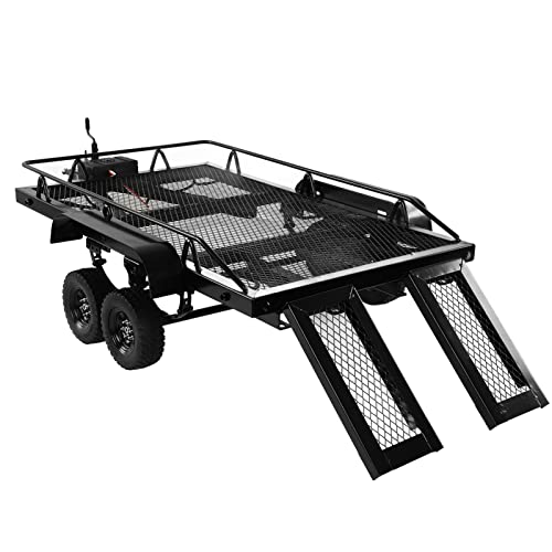 Heavy Duty RC Trailer Große Kapazität 1/10 RC Trailer Car für für Axial Scx10 90046 90047 CC01 D90 D110 1/10 RC Car. von Oumefar