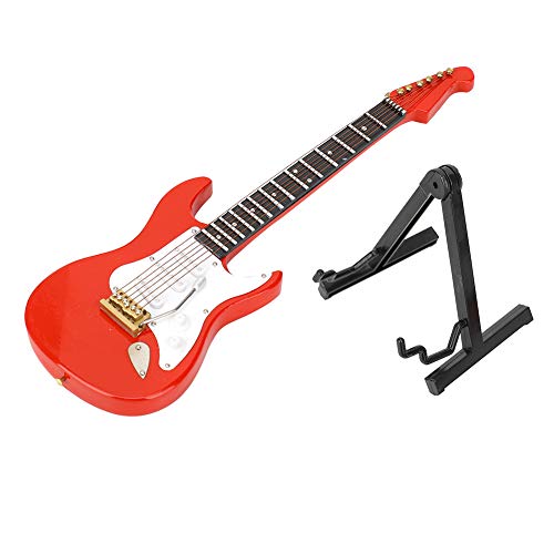 Miniatur Rot E Gitarre Modell Gitarre Handwerk Musikinstrument Handwerk Handwerk Ornament für Home Office Dekoration von Oumefar