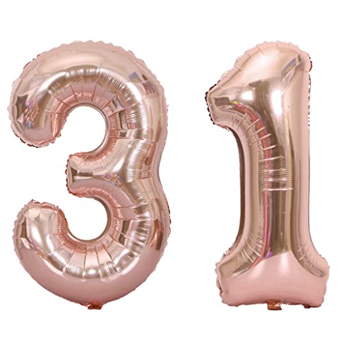 40 Zoll Luftballons Zahl 31 Rose Gold, Nummer 31 Luftballon Rosegold frau Luftballons 31. Geburtstag deko frauen Folienballon 31 Rose Gold 31 Ballons Große, Riese Heliumfolie Ballon 31 (number 31) von Oumezon