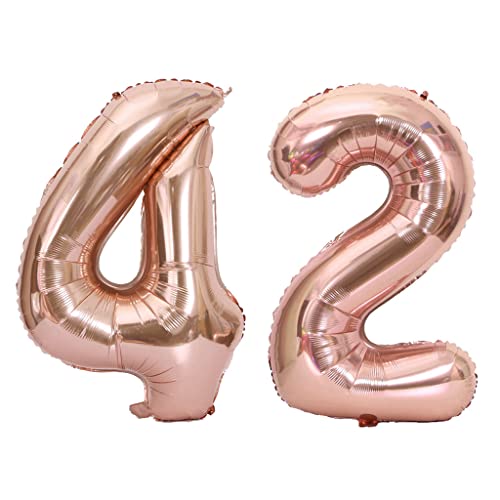 40 Zoll Luftballons Zahl 42 Rose Gold,Nummer 42 Luftballon Rosegold frau Luftballons 42. Geburtstag deko frauen Folienballon 42 Rose Gold 42 Ballons Große,Riese Heliumfolie Ballon 42 (number 42) von Oumezon