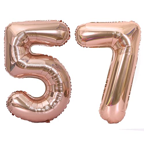 40 Zoll Luftballons Zahl 57 Rose Gold,Nummer 57 Luftballon Rosegold frau Luftballons 57. Geburtstag deko frauen damen Folienballon 57 Rose Gold 57 Ballons Große,Riese Heliumfolie Ballon 57(number 57) von Oumezon