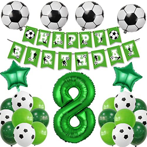 8. Fußball Geburtstag Deko Set - Riesenzahl 8, Luftballons, WM Party Dekoration für Jungen in Grün 8. Fußball Geburtstag Deko Set - Riesenzahl 8, Luftballons, WM Party Dekoration für Jungen in Grün von Oumezon