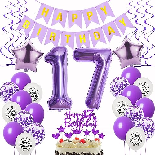 Deko 17. Geburtstag Mädchen - Luftballons, Folienballon, Tortendeko in Lila und Violett Deko 17. Geburtstag Mädchen - Luftballons, Folienballon, Tortendeko in Lila und Violett von Oumezon