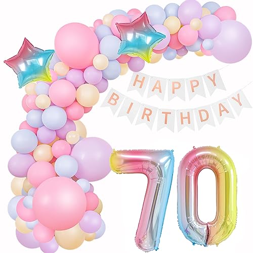 Deko 70. Geburtstag Frau Pastell Ballon Bogen 70 Geburtstag Frau Deko Macaron Ballons Geburtstagsdeko 70 Jahr Luftballons Pastell Luftballon 70. Geburtstag Rosa Ballons Macaron 70. Frau von Oumezon