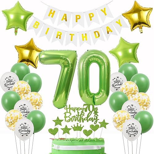 Deko 70. Geburtstag Mann Frauen Grün Gold - Luftballons, Dekoration, Tortendeko für 70 Jahre Frau und Männer Deko 70. Geburtstag Mann Frauen Grün Gold - Luftballons, Dekoration, Tortendeko für 70 Jahre Frau und Männer von Oumezon