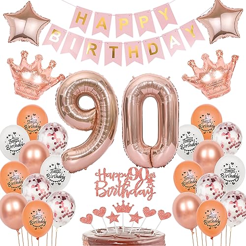 Deko 90. Geburtstag Frauen Tortendeko 90 Geburtstag Frauen Deko luftballon 90. Geburtstag deko Frauen Rosegold geburtstagsdeko 90 jahre dekoration Frauen ballon 90. geburtstag Frau rosegold von Oumezon