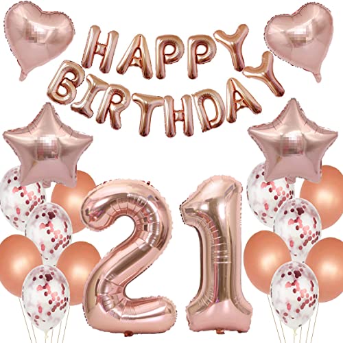 Luftballon 21. Geburtstag deko frau Rosegold Folienballon 21 jahre Geburtstag dekoration frauen Happy Birthday 21 Geburtstag deko frauen RoseGold Geburtstagsdeko 21 Jahre Geburtstag Deko frau(21) von Oumezon