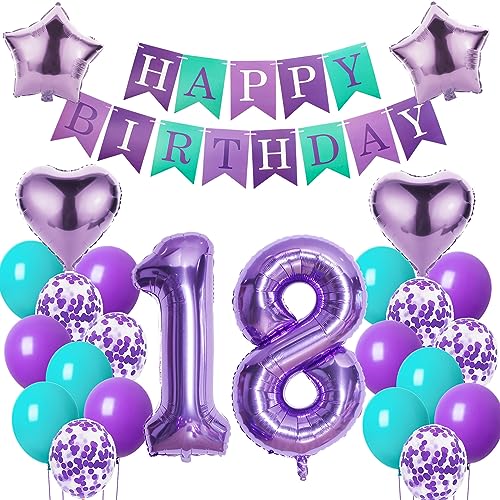 Luftballons 18. Geburtstag mädchen deko Lila Geburtstagsdeko 18 jahre mädchen Geburtstag dekoration 18 Happy Birthday deko 18. Geburtstag mädchen lila Folienballon 18 Geburtstag mädchen ballon von Oumezon