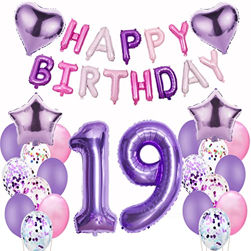 Luftballons 19. Geburtstag deko mädchen Lila Folienballon 19 jahre Geburtstag dekoration mädchen Happy Birthday 19 Geburtstag deko mädchen lila ballon 19 Geburtstagsdeko 19 Geburtstag mädchen von Oumezon