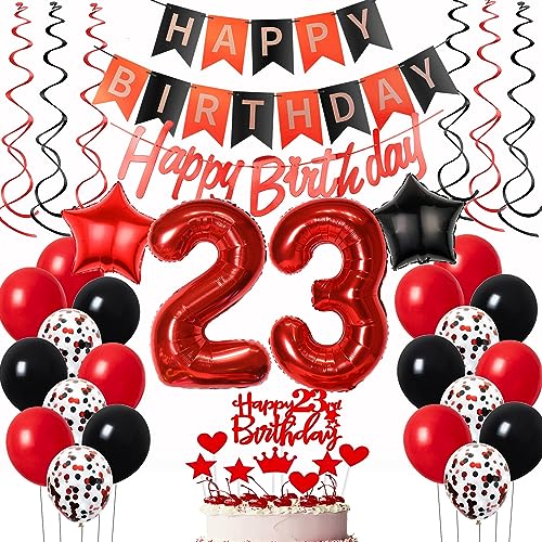 Luftballons 23. Geburtstag Frauen Rot Schwarz Dekoration, Ballon Deko Tortendeko 23 Jahre, Geburtstagsdeko Frau Luftballon Luftballons 23. Geburtstag Frauen Rot Schwarz Dekoration, Ballon Deko Tortendeko 23 Jahre, Geburtstagsdeko Frau Luftballon von Oumezon