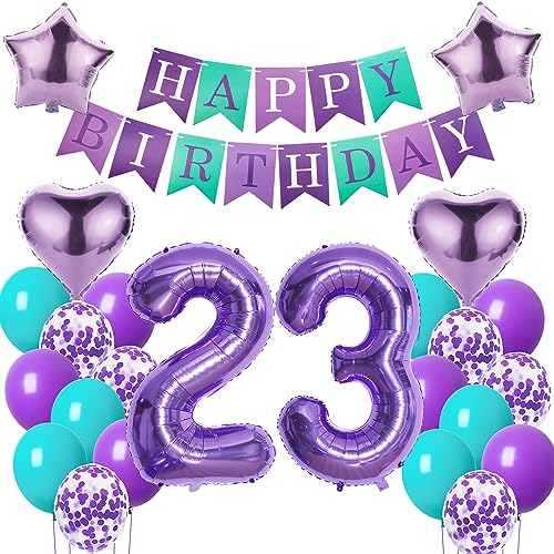 Luftballons 23. Geburtstag Frauen deko Lila Geburtstagsdeko 23 jahre Frauen Geburtstag dekoration 23 Happy Birthday deko 23. Geburtstag Frauen lila Folienballon 23 Geburtstag Frau ballon von Oumezon